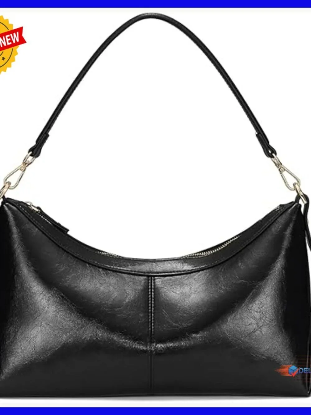Medium Vegan Leather Hobo Shoulder Bag with Zip Closure